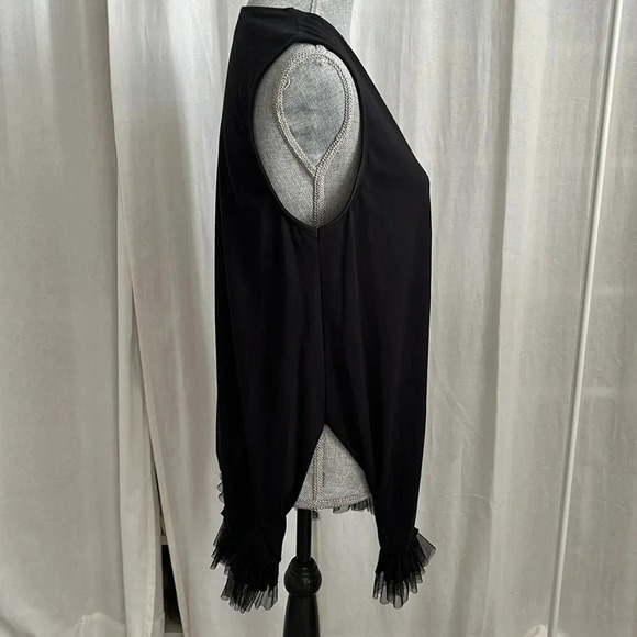 CHEPE ITALY Oversized Cotton Sleeveless Shirt Taffeta Frill , Size L - Picture 2 of 8